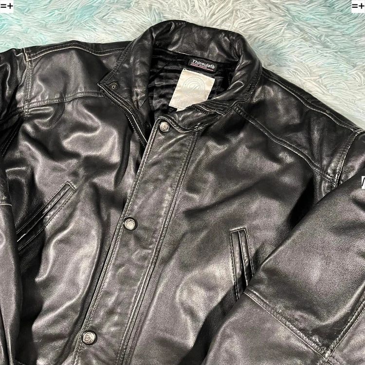 Immagine di Vintage 90s Black Leather Jacket Button Up - Medium 5