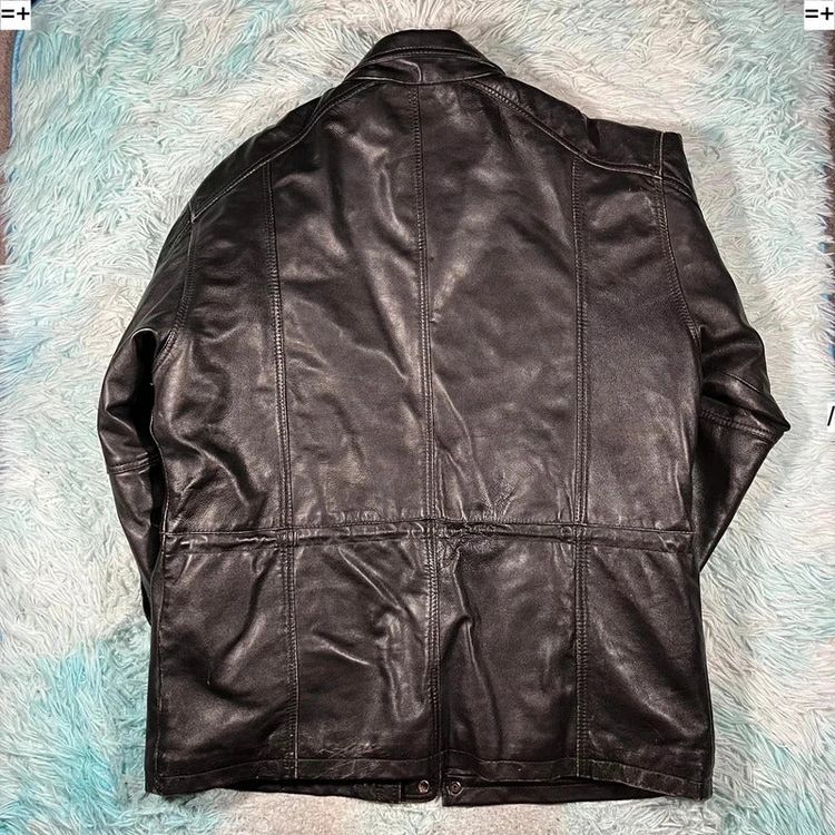 Immagine di Vintage 90s Black Leather Jacket Button Up - Medium 3