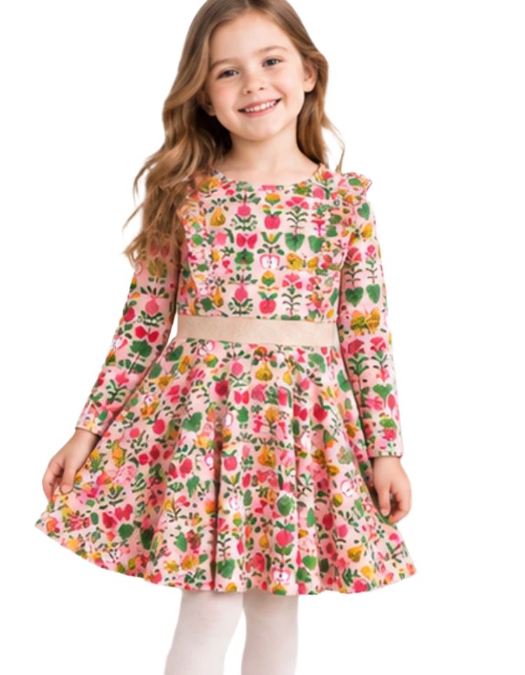 Mini Boden Girls Cora Twirly Jersey Dress Vintage In Pink image 1