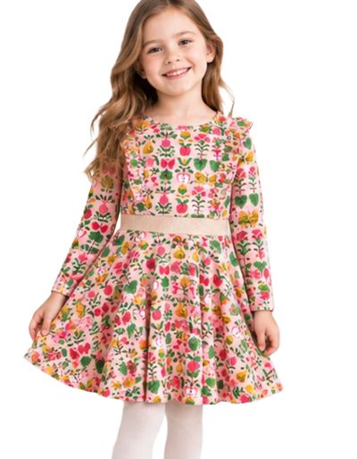 Mini Boden Girls Cora Twirly Jersey Dress Vintage In Pink