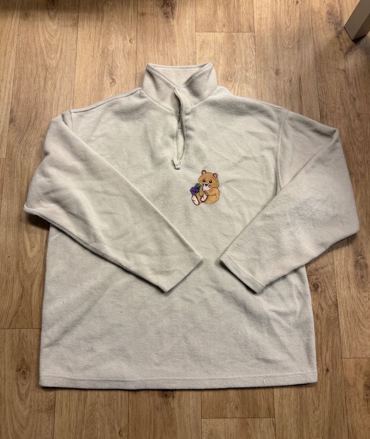 Other Grey Fleece Pullover With Bear Embroidery product image
