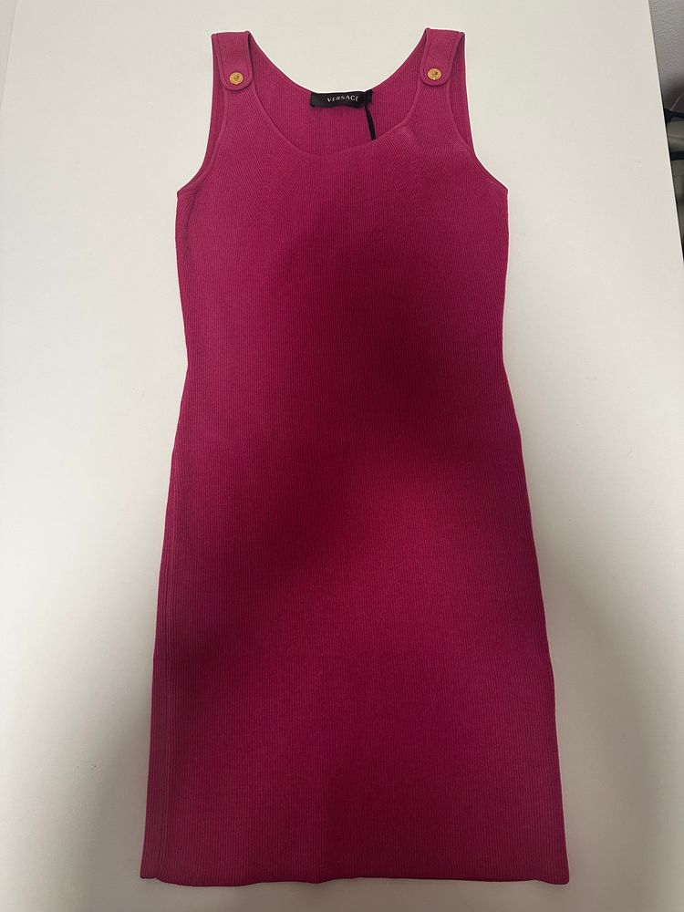 Versace Versace Pink Ribbed Knit Mini Dress product image