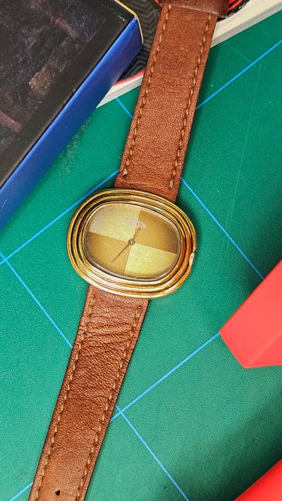 Eye of tiger Brown Leather Strap Wristwatch