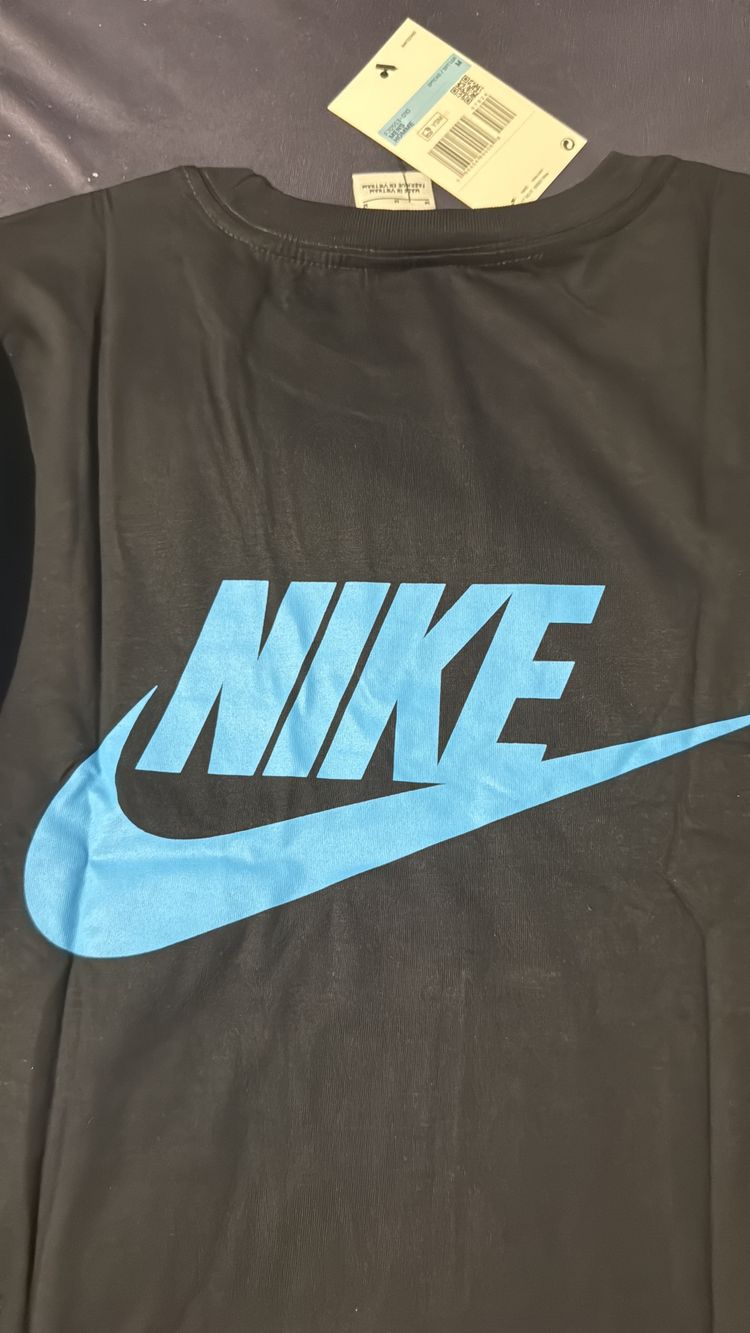 Nike Black T-Shirt With Blue Logos 2