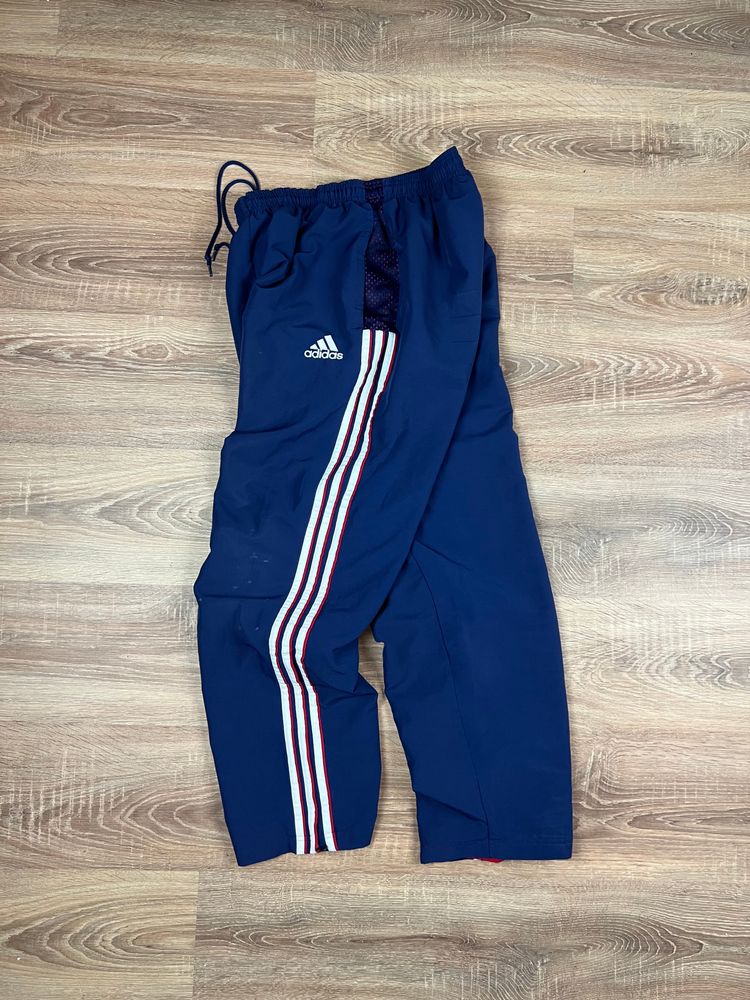 Vintage 90s Navy Adidas Stripe Track Pants (L) image 1
