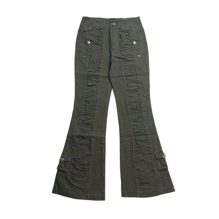 Other Double Punch Khaki Ruched Flared Jeans product image