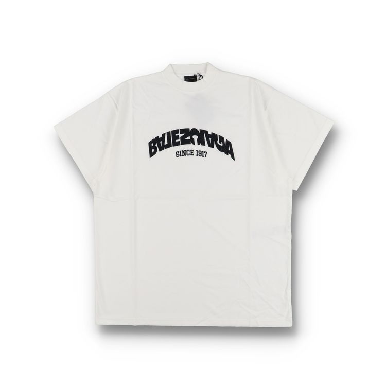 Balenciaga White Embroidered Back Flip Logo Oversized T-Shirt