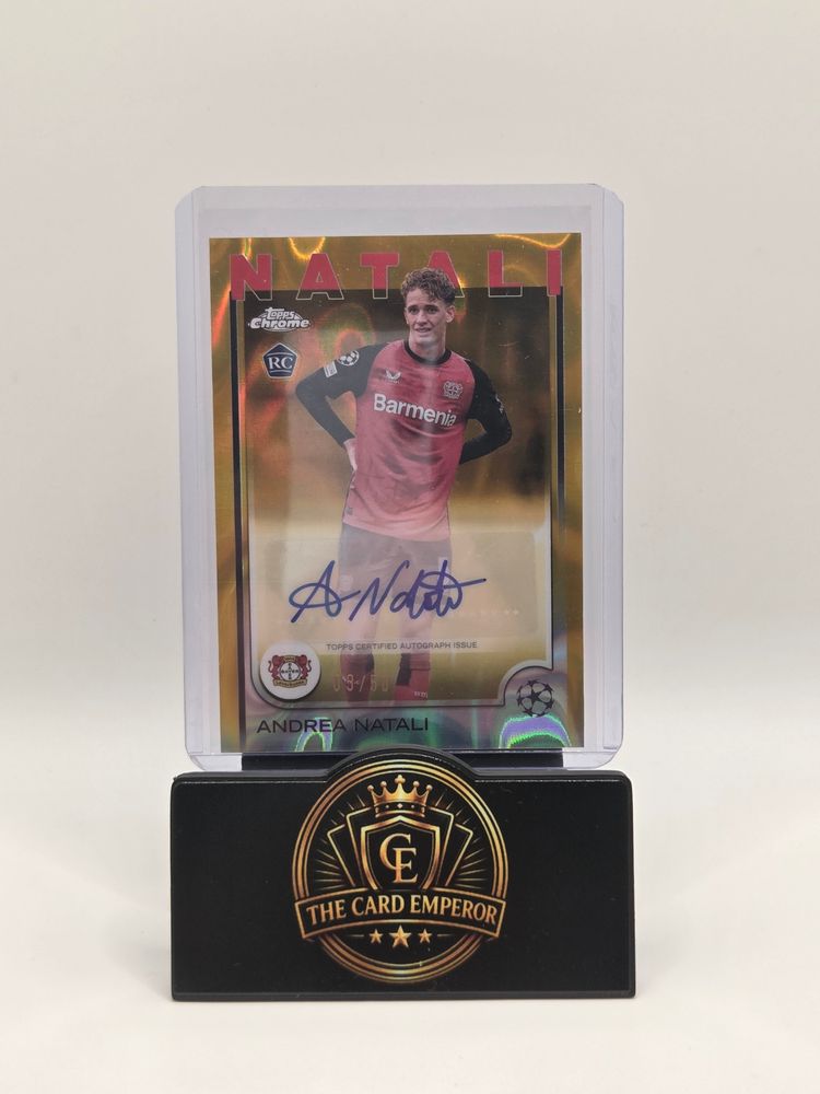 Andrea Natali (Leverkusen) 03/50 Autographed Card Topps Chrome 2024-2025 image 1
