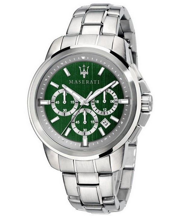 Immagine di Maserati Successo Chronograph Green Dial Stainless Steel Quartz R8873621017 Mens Watch 1