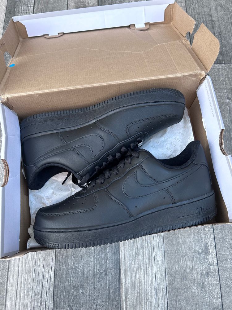 Nike Air Force 1 '07 - ‘Triple Black Leather’ Trainers - Size UK 8.5 