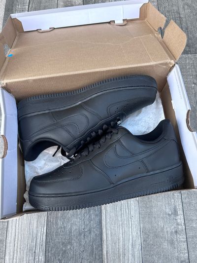 Nike Air Force 1 '07 - ‘Triple Black Leather’ Trainers - Size UK 8.5