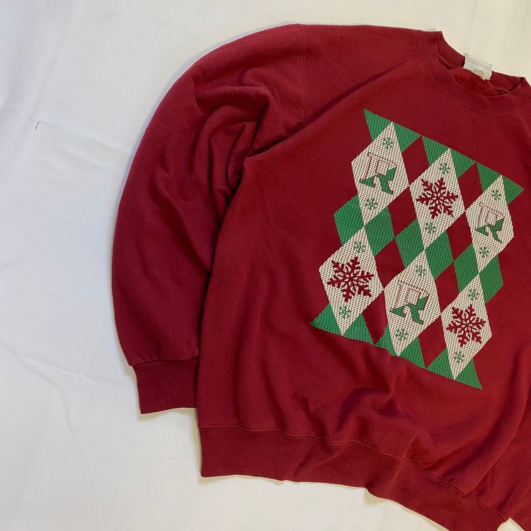 Champion Maroon Argyle Graphic Jumper (L) ❄️ image 3