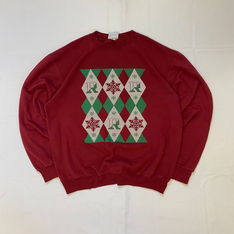 Champion Maroon Argyle Graphic Jumper (L) ❄️