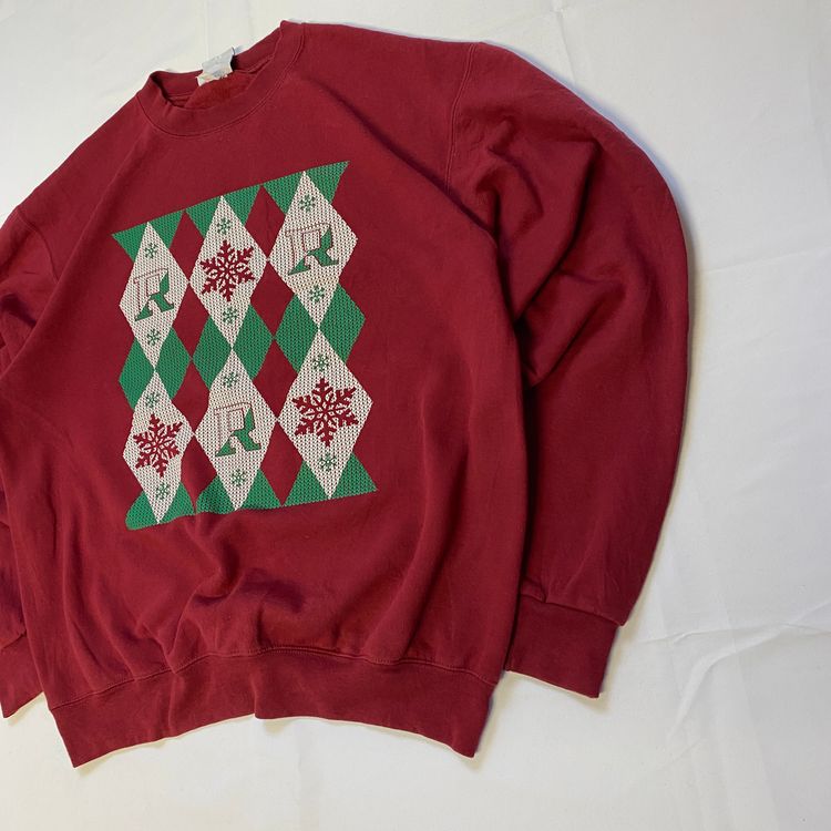 Champion Maroon Argyle Graphic Jumper (L) ❄️ image 2