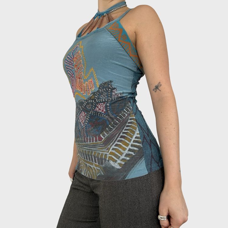 Save The Queen Graphic Halter Neck Top - M