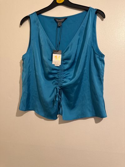 Primark Blue Sleeveless Ruched Top