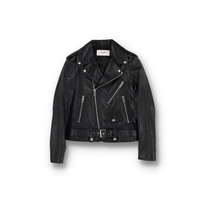 Celine 1 of 1 Black Python Embossed Leather Biker Jacket