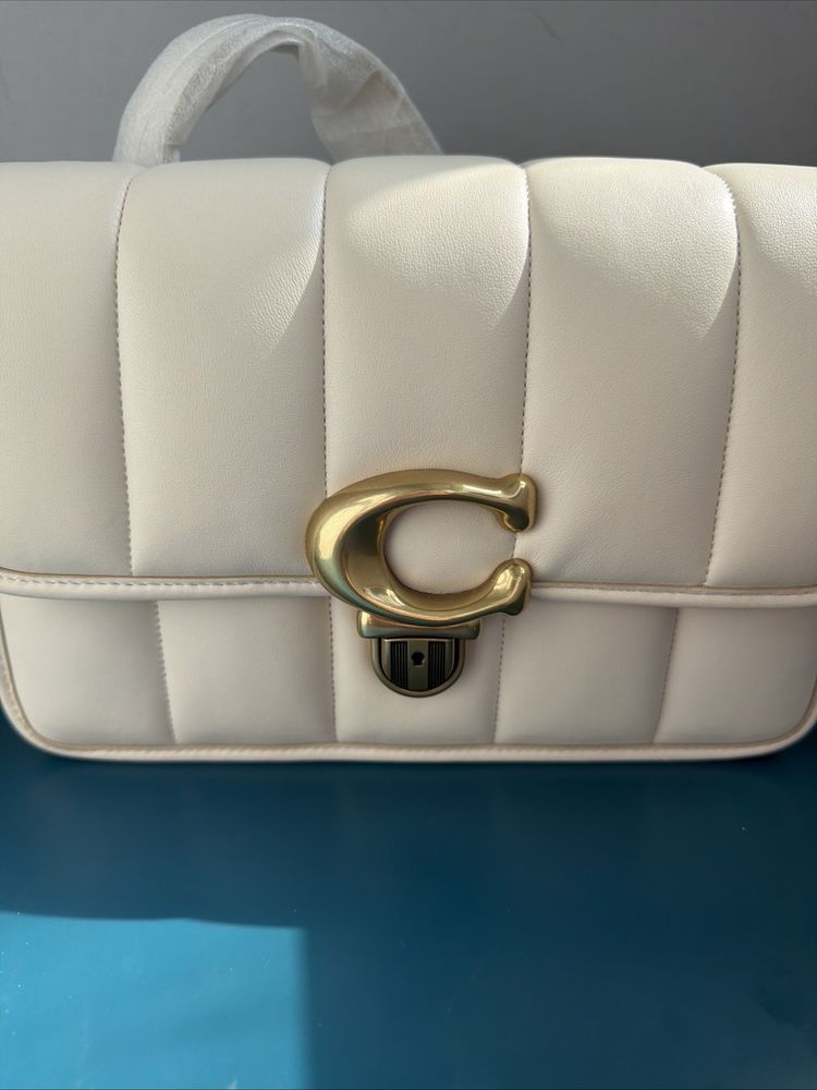 351 Coach Chalk Ivory Quilted Nappa Leather Studio Shoulder Bag C7725 BNIB image 1