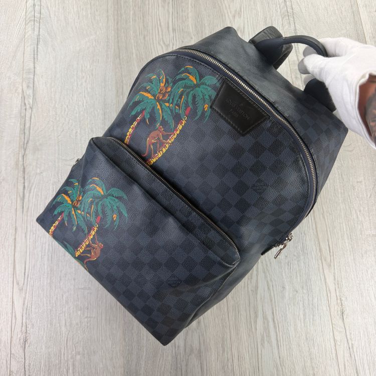 Louis Vuitton Men’s Blue Damier Monogram Leather Discovery Backpack image 10