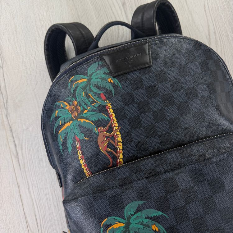 Louis Vuitton Men’s Blue Damier Monogram Leather Discovery Backpack image 13