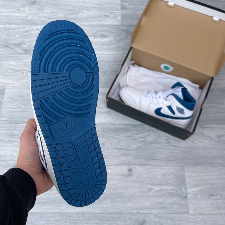Air Jordan 1 Mid SE Trainers Sneakers - White/Industrial Blue [FN5215-141] 5