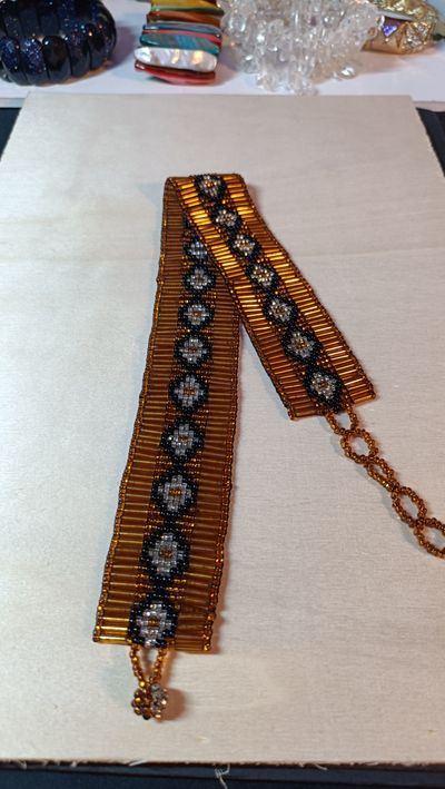 Bold Boho-Chic Wide Beaded Band with Adjustable Clasp 9