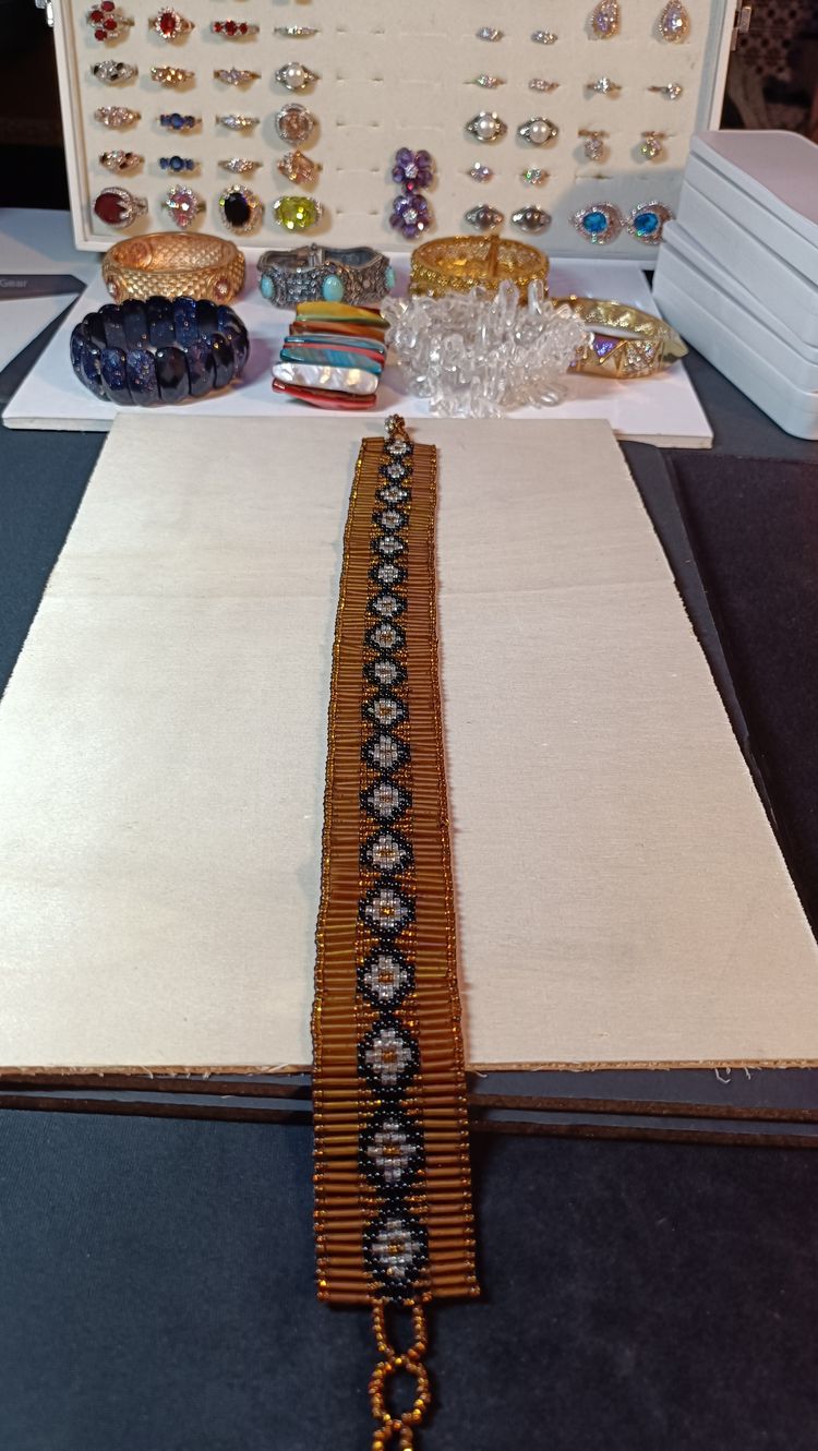 Bold Boho-Chic Wide Beaded Band with Adjustable Clasp 5