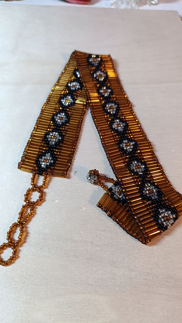 Bold Boho-Chic Wide Beaded Band with Adjustable Clasp 6
