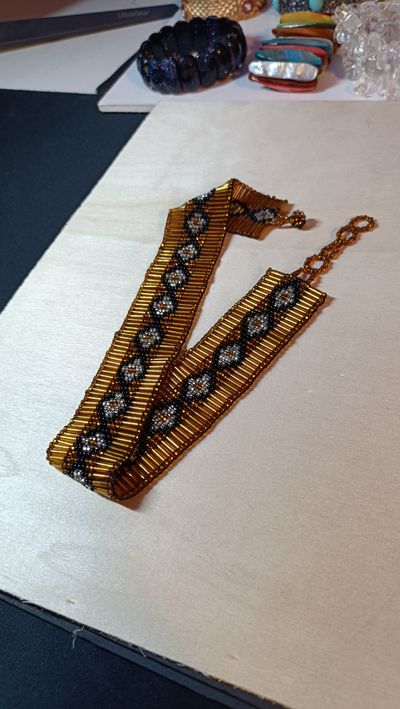 Bold Boho-Chic Wide Beaded Band with Adjustable Clasp 7