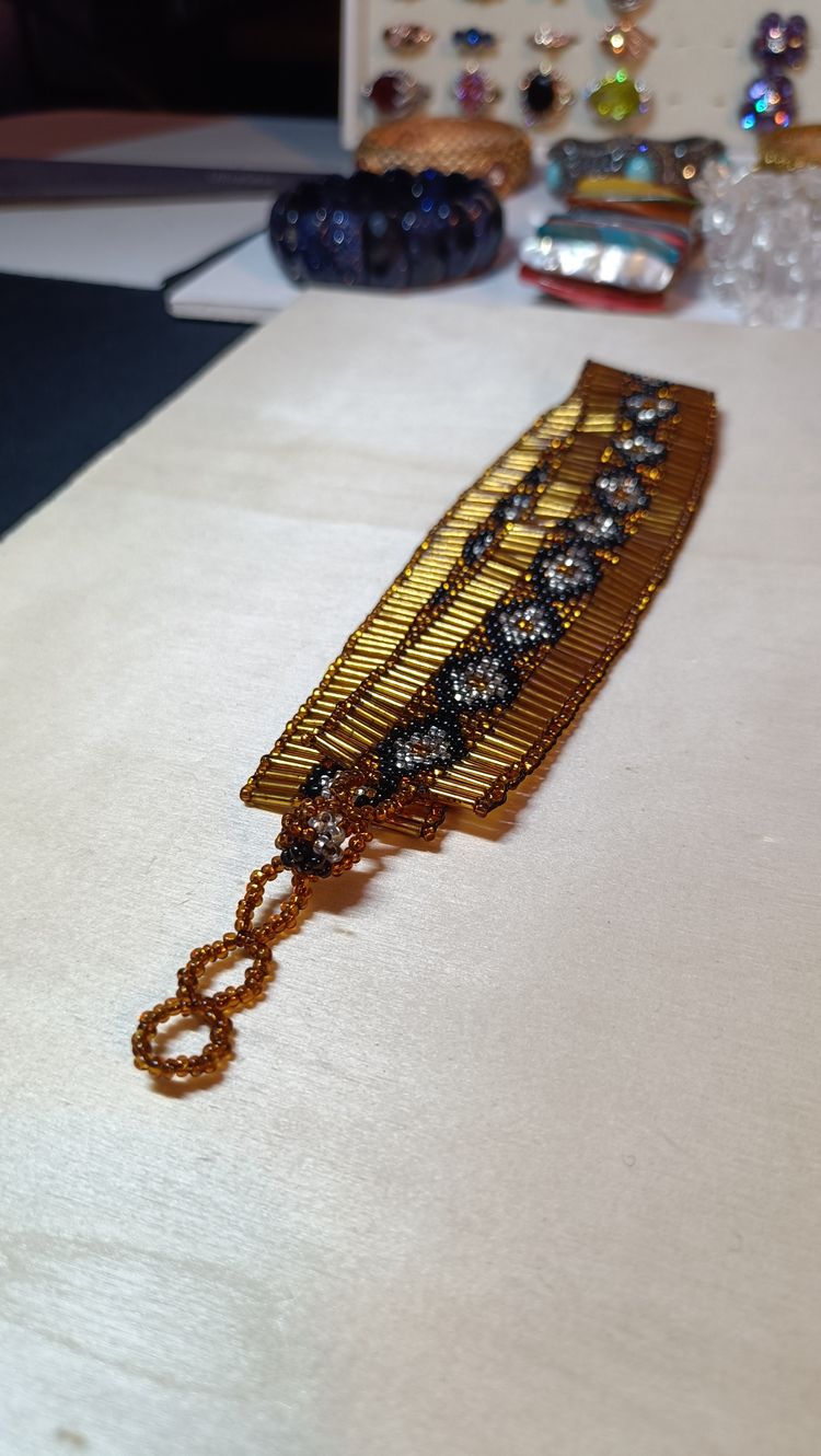Bold Boho-Chic Wide Beaded Band with Adjustable Clasp