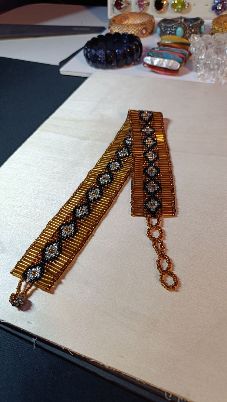 Bold Boho-Chic Wide Beaded Band with Adjustable Clasp 10