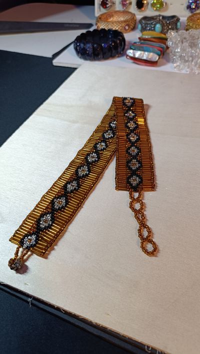 Bold Boho-Chic Wide Beaded Band with Adjustable Clasp 10