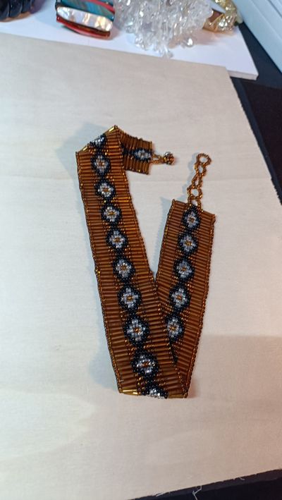Bold Boho-Chic Wide Beaded Band with Adjustable Clasp 8
