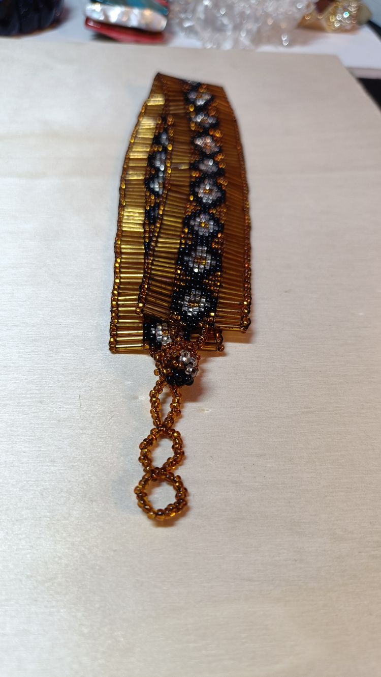 Bold Boho-Chic Wide Beaded Band with Adjustable Clasp 3