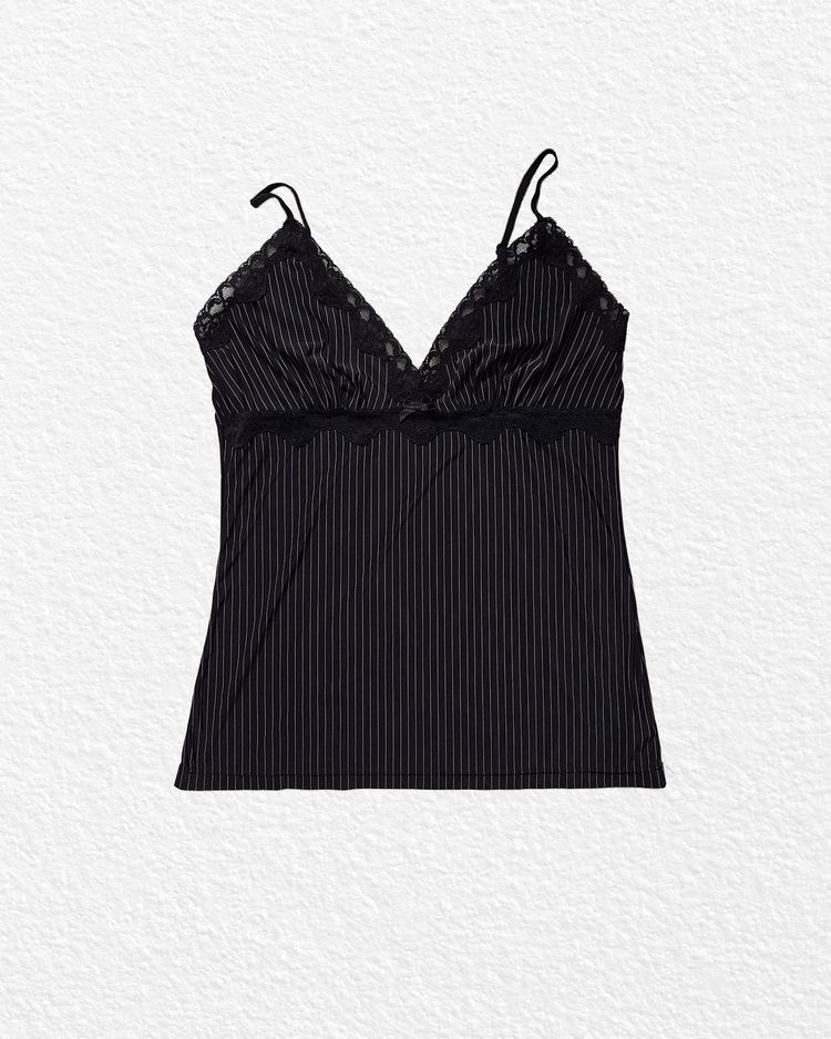 Black Pinstripe Camisole Top