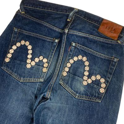 Authentic Evisu “Baseball” Baggy Gull Baggy Japanese Denim Jeans 2