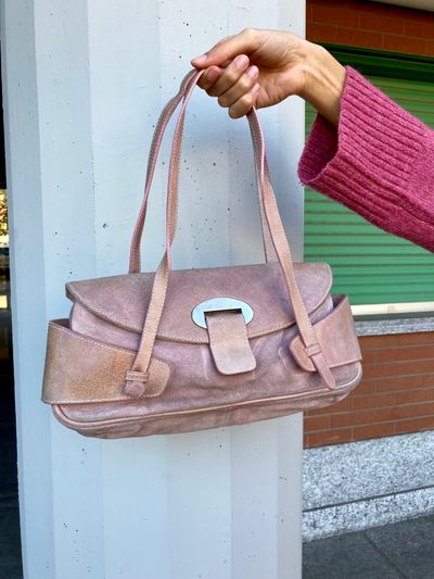Pink Leather Shoulder Bag