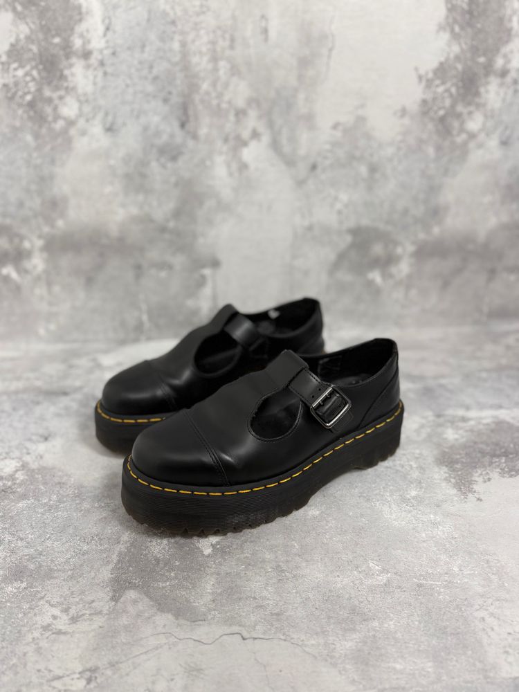Nowe Buty Dr Martens Black Platform Buckle Shoes