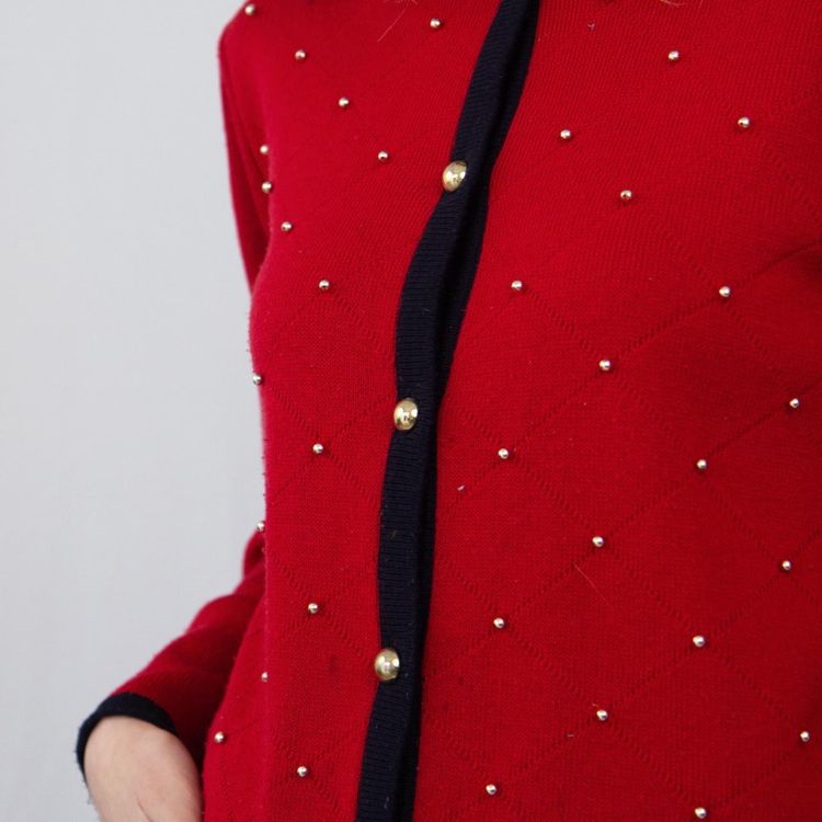 red cardigan sweater image 2