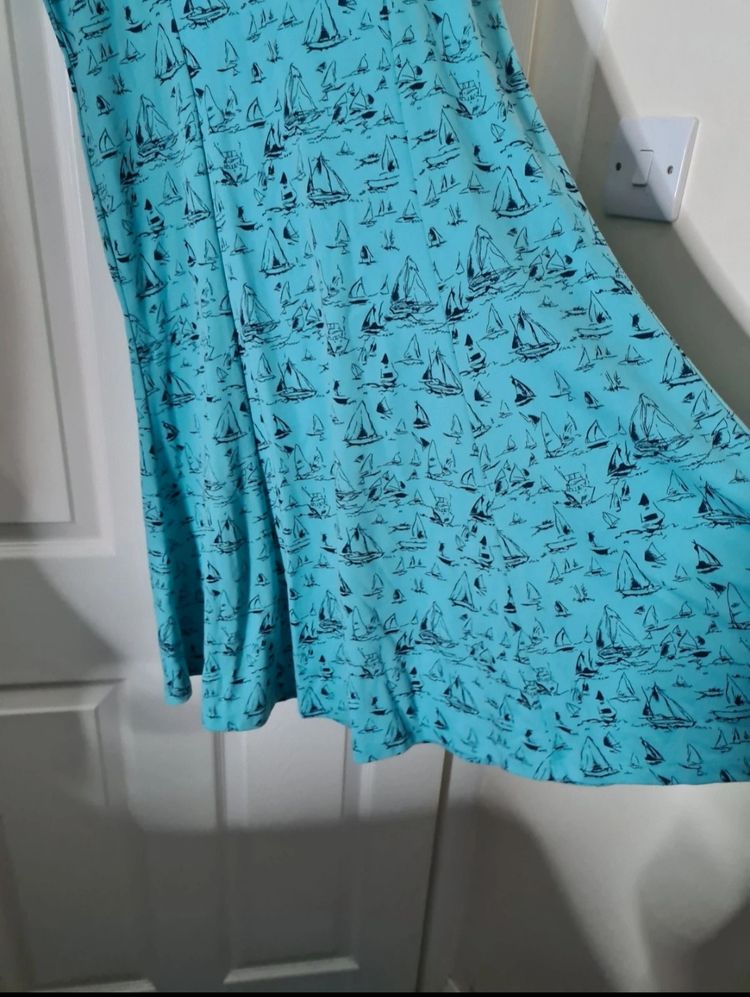 Blue Dress With Sailboat Print 7