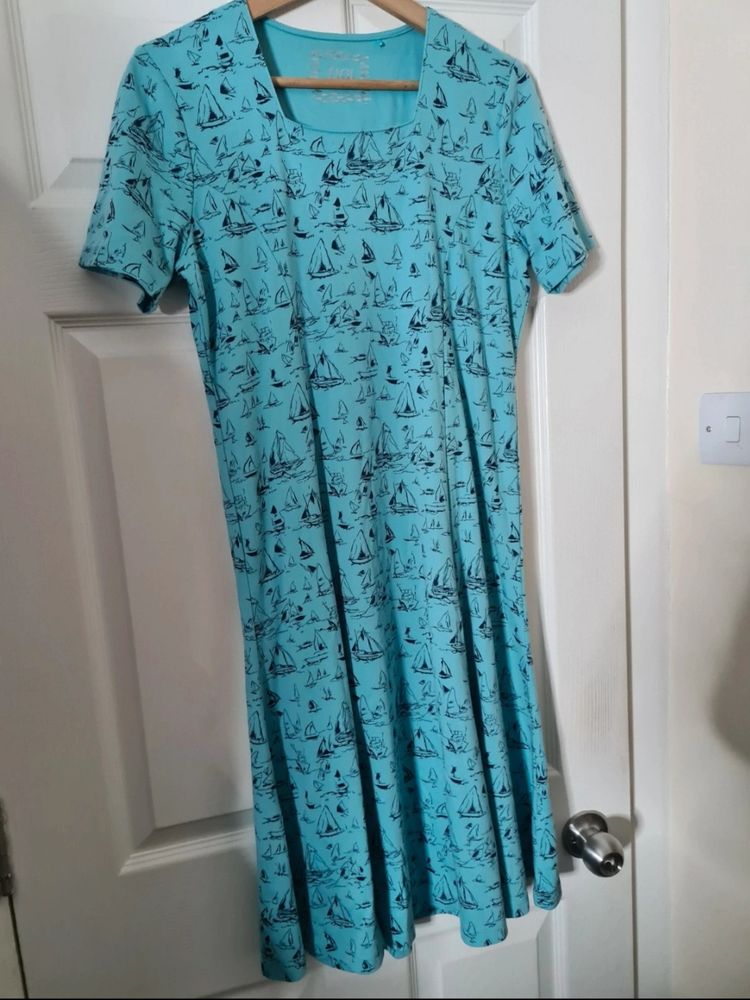 Blue Dress With Sailboat Print 3