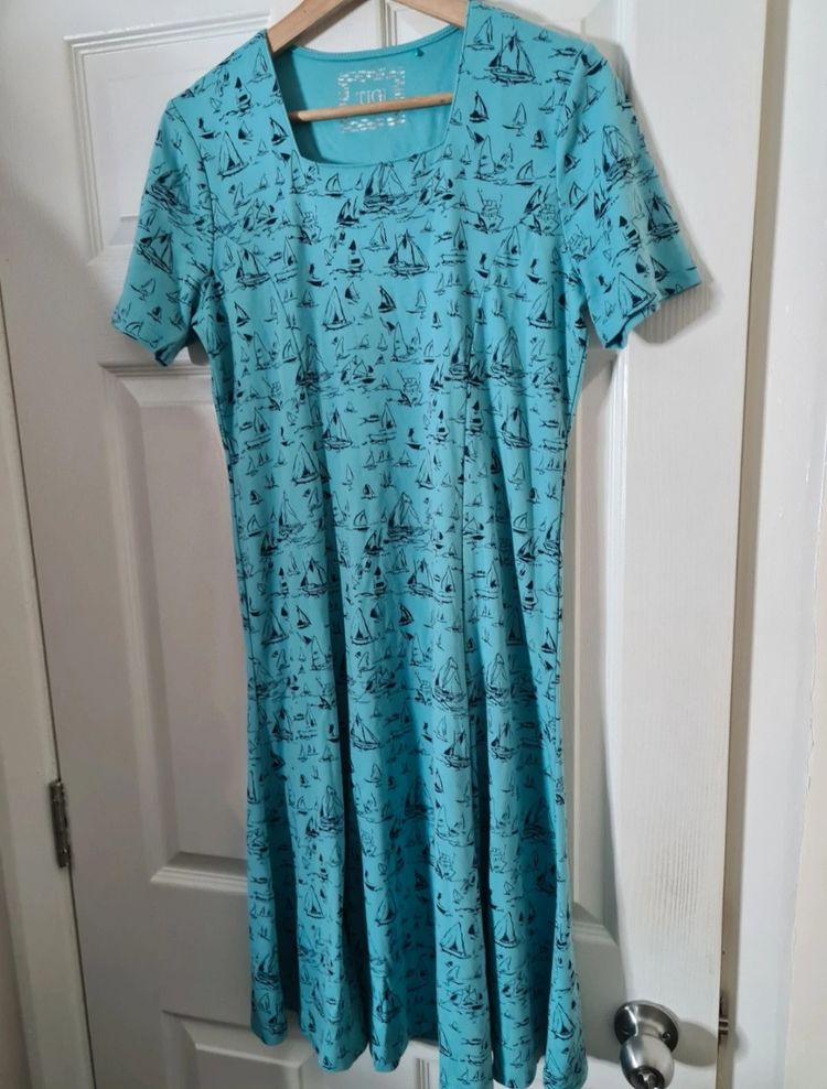 Blue Dress With Sailboat Print 2