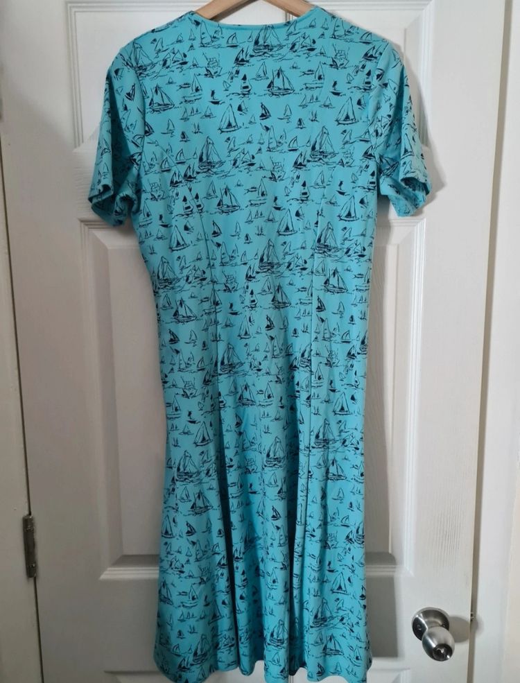 Blue Dress With Sailboat Print 9