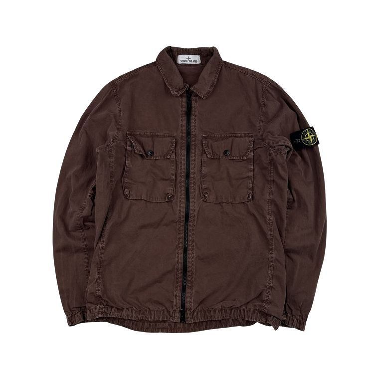 Stone Island 2021 Brown Cotton Zipped Overshirt - Medium