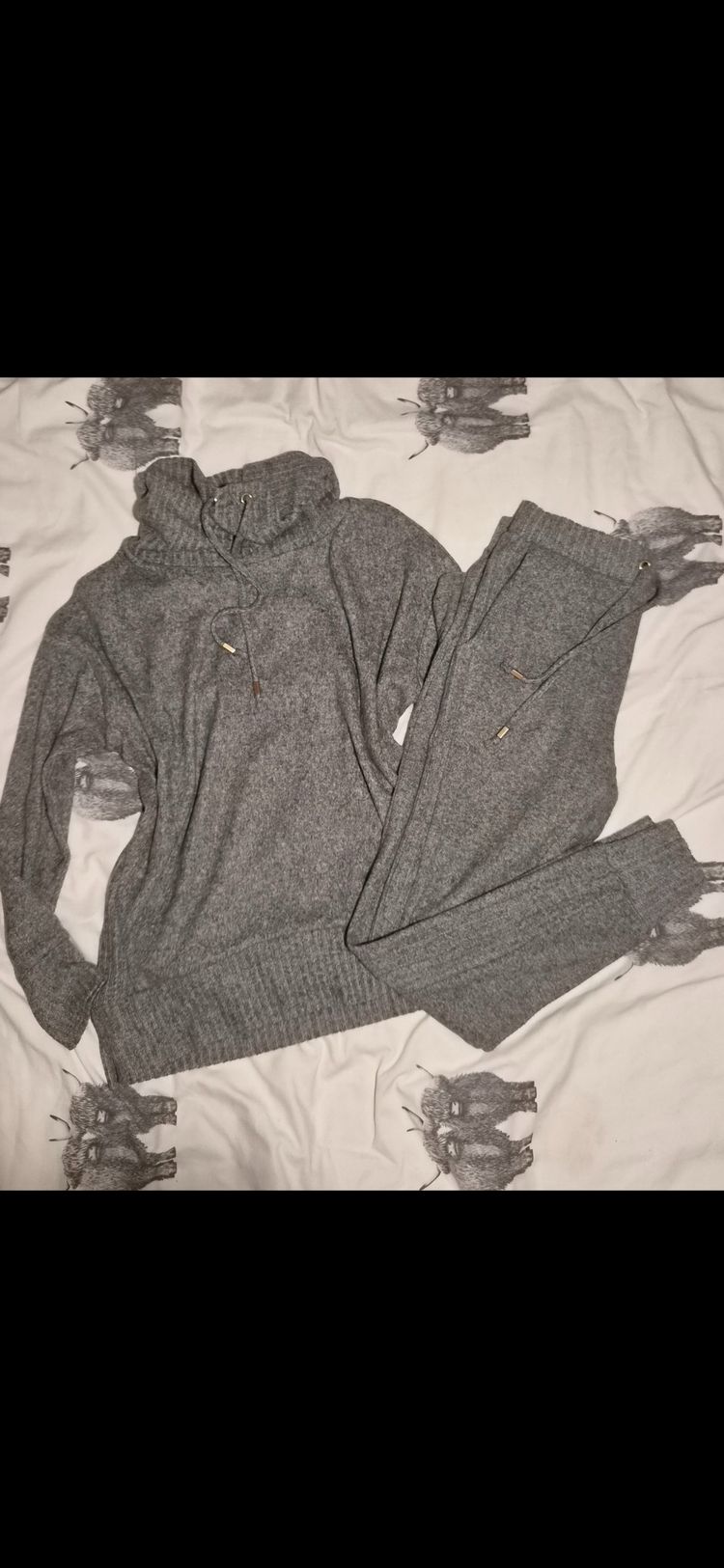 F&F Grey Knitted Sweater And Joggers lounge Set size 8 product image