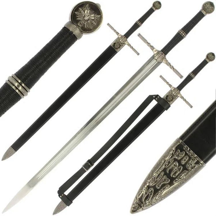 Wolf The Witcher 3 Geralt's Silver Horizontal Guard Wolf Pommel Metal Sword product image