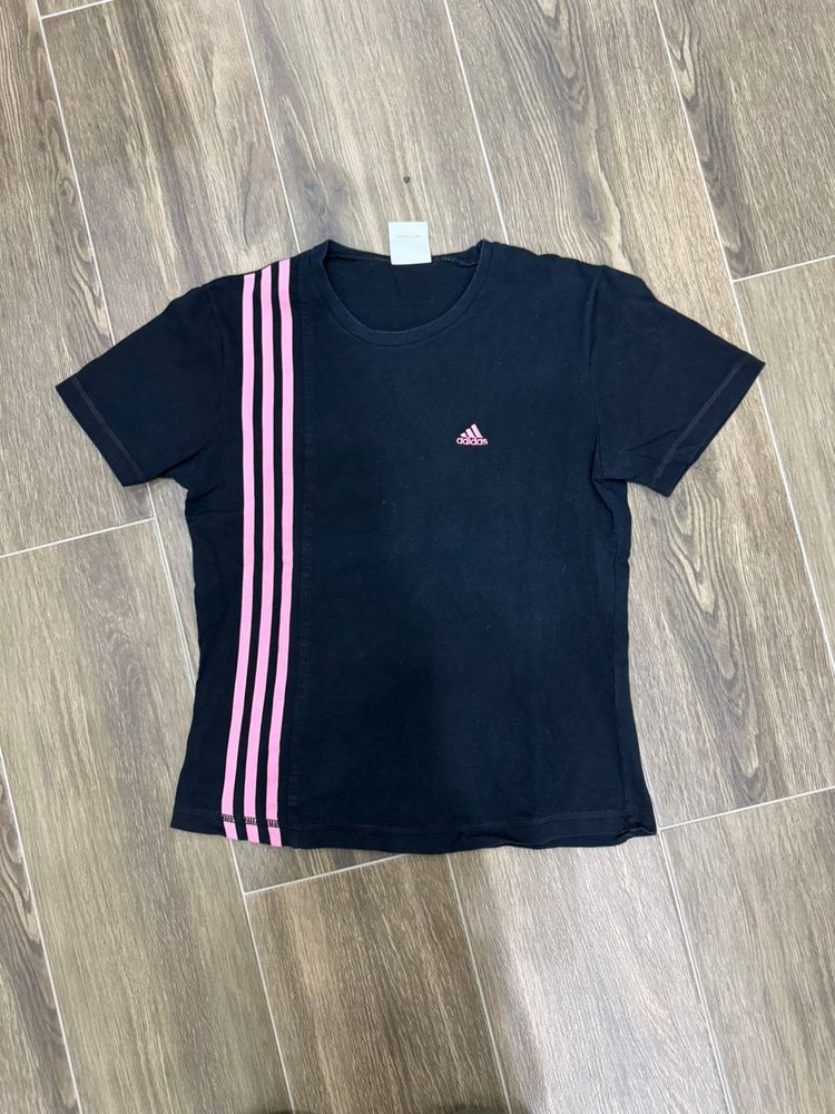 Adidas Originals Adidas black t-shirt with pink stripes product image