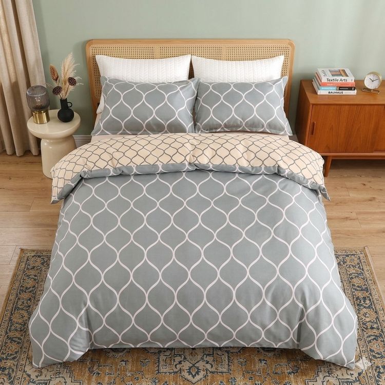Set Luxury Grey Duvet Cover Bedding Set Soft Reversible Quilt Cover product image