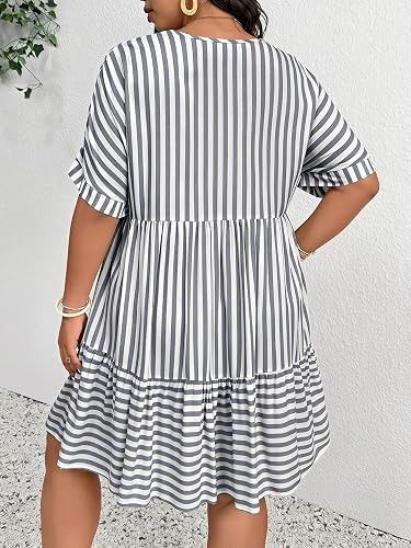 Immagine di Striped V-Neck Short Sleeve Dress 5