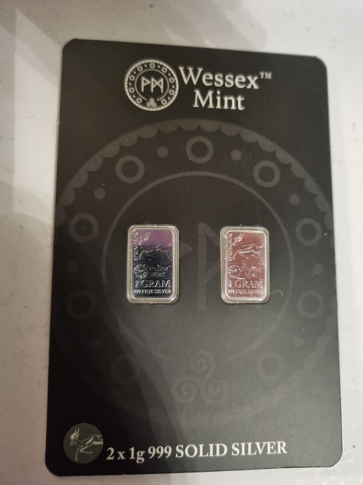Britannia  wessex Mint 2 X 1 Gram Solid Silver Bars